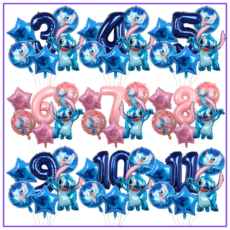 Disney stitch balões de festa de aniversário lilo & stitch conjuntos de balões chá de bebê para crianças decorações de festa de aniversário suprimentos presentes