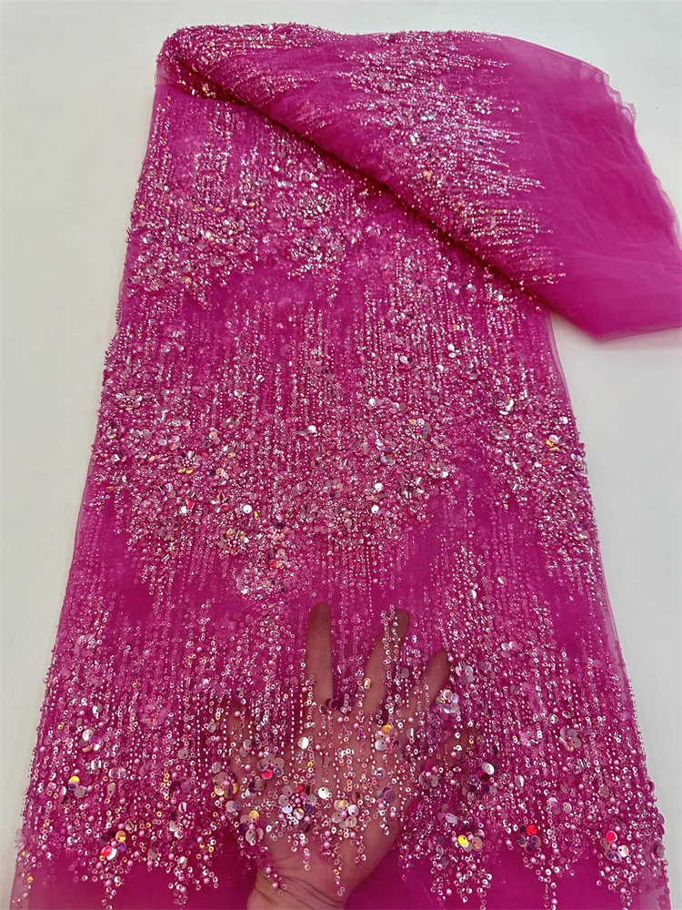 หรูหราสีเหลืองSequinsลูกปัดลูกไม้ผ้าสําหรับงานแต่งงาน 2024 ออกแบบใหม่ภาษาฝรั่งเศสคําแอฟริกันTulleตาข่ายลูกไม้สําหรับชุดราตรี