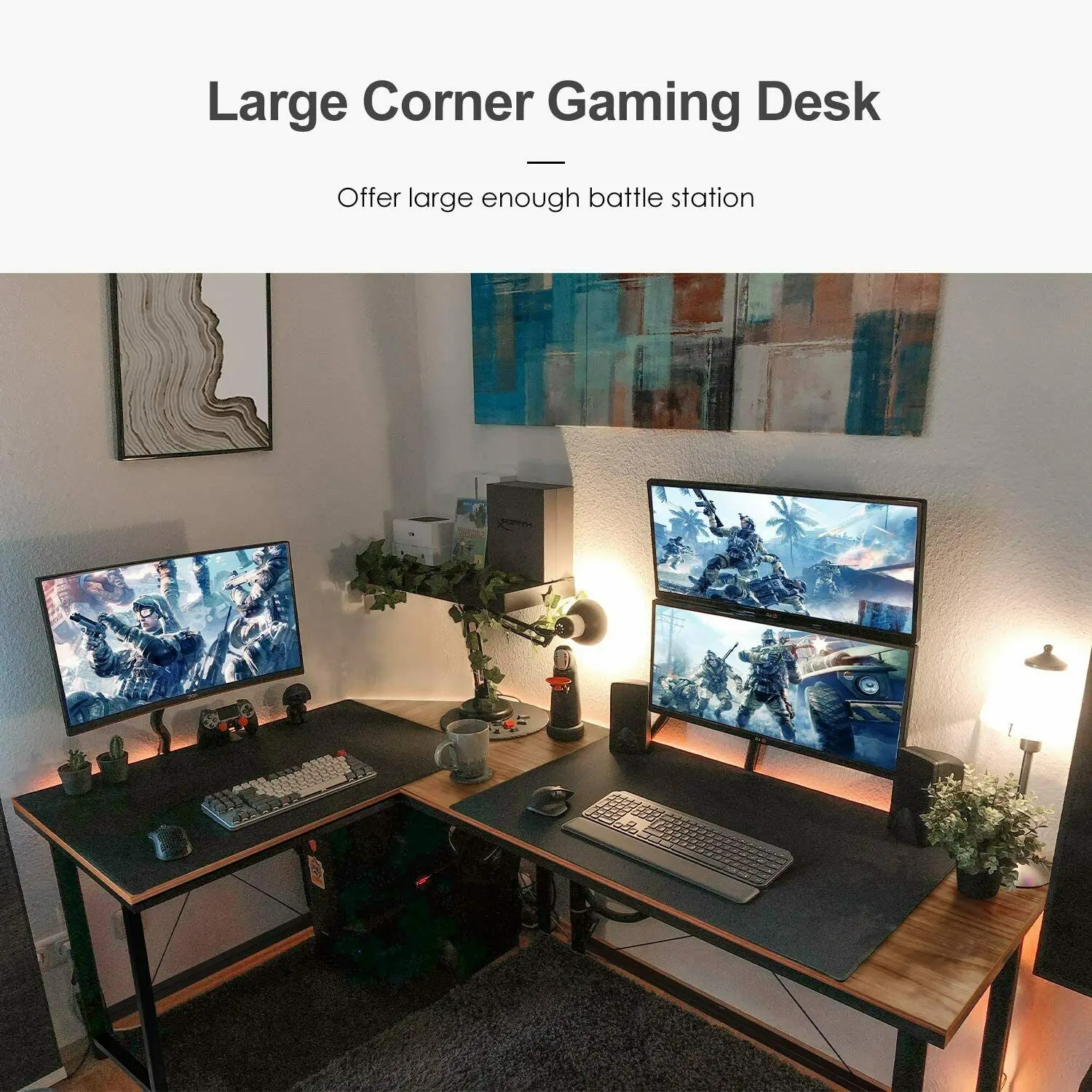 Homfa 66"(176cm) L-vorm bureau Computer Gaming Laptop Bureau Thuiskantoor Hoekwerkstation Tafel Studiebureau 190cm x 120cm x 75cm