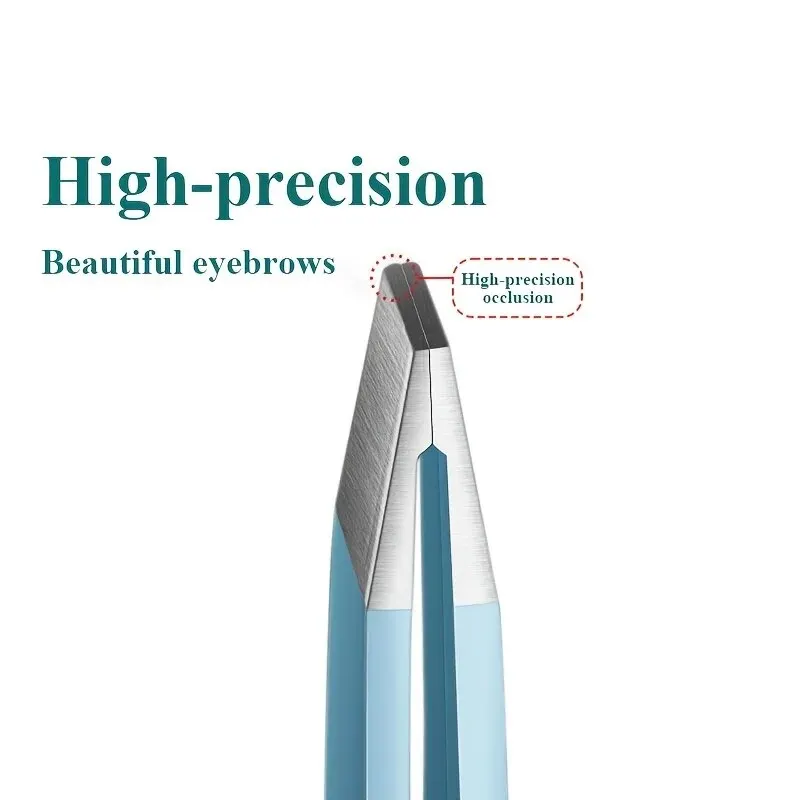 Pinzas de cejas de acero inoxidable, herramienta de belleza de pelo colorido, extractor de pelos finos, pinzas de cejas inclinadas, eliminación de maquillaje