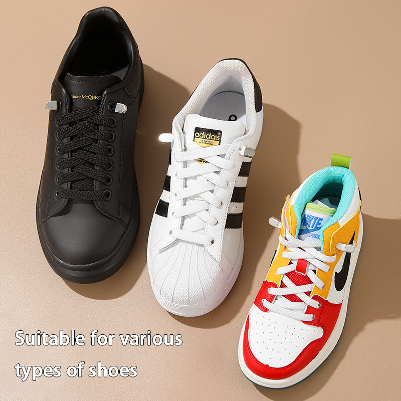 Elastic Laces Sneakers No Tie Shoe laces 8MM Wide Flat Shoelaces without ties Kids Adult Quick shoelace Shoe Accessories