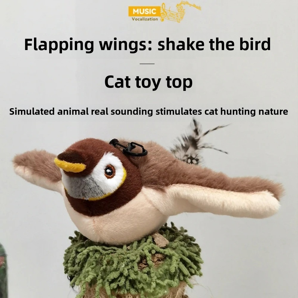 Touch Sensitive Plush Toy Catnip Rechargeable Chirping Flapping Bird With Catnip for Indoor Cats (Does Not Fly) Cat Toys Things