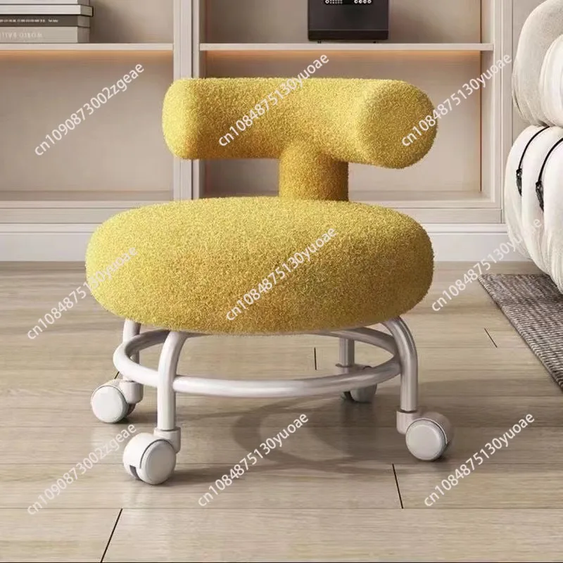 Professional Barber Chairs for Hairdressing, Household Pulley Low Stool with Baby, Lamb Wool Roller Low Stool