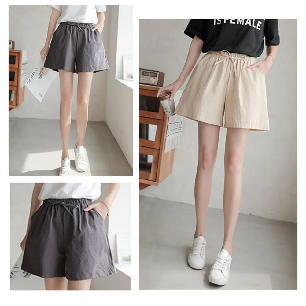여름 여성 반바지 탄성 높은 허리 느슨한 Drawstring 스포츠 조깅 Homewear 짧은 바지 파자마 반바지