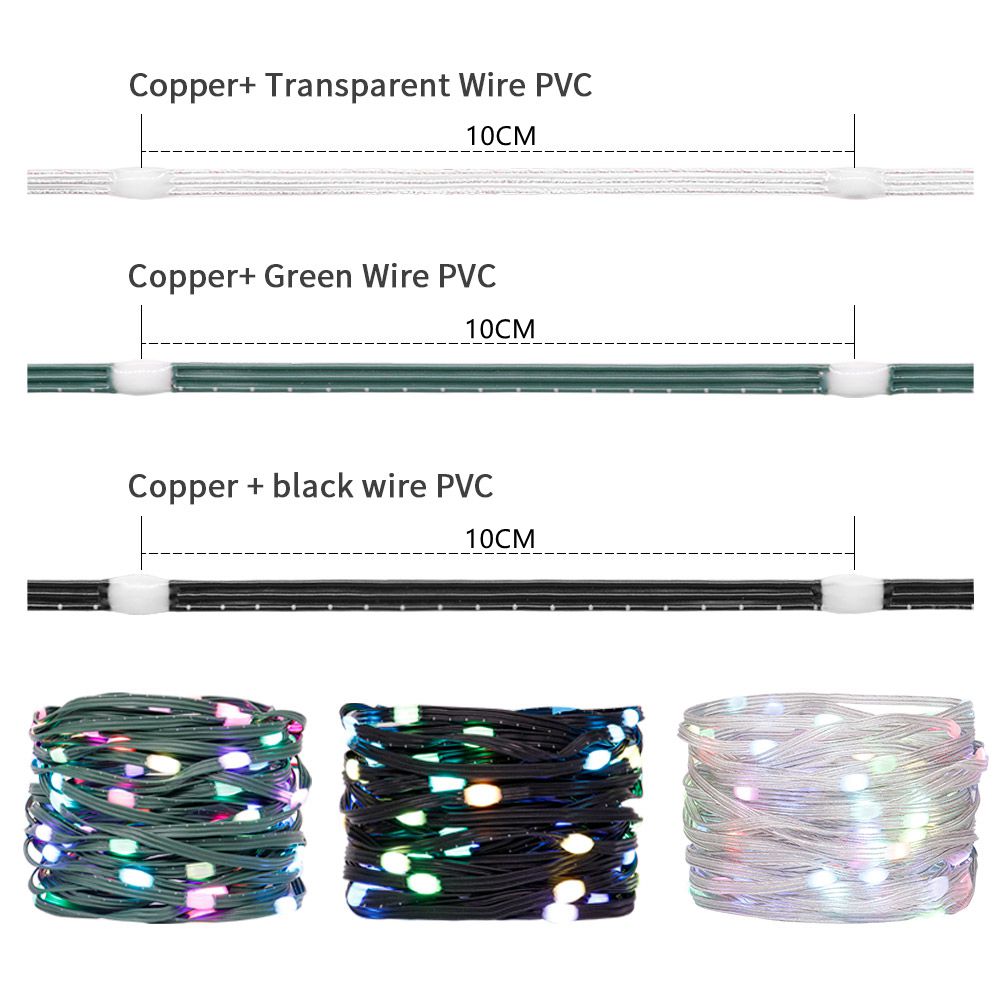 Ws2812b rgb led stringtransparente verde preto fio endereçável guirlanda de casamento decoração luzes de natal controlador usb dc5v