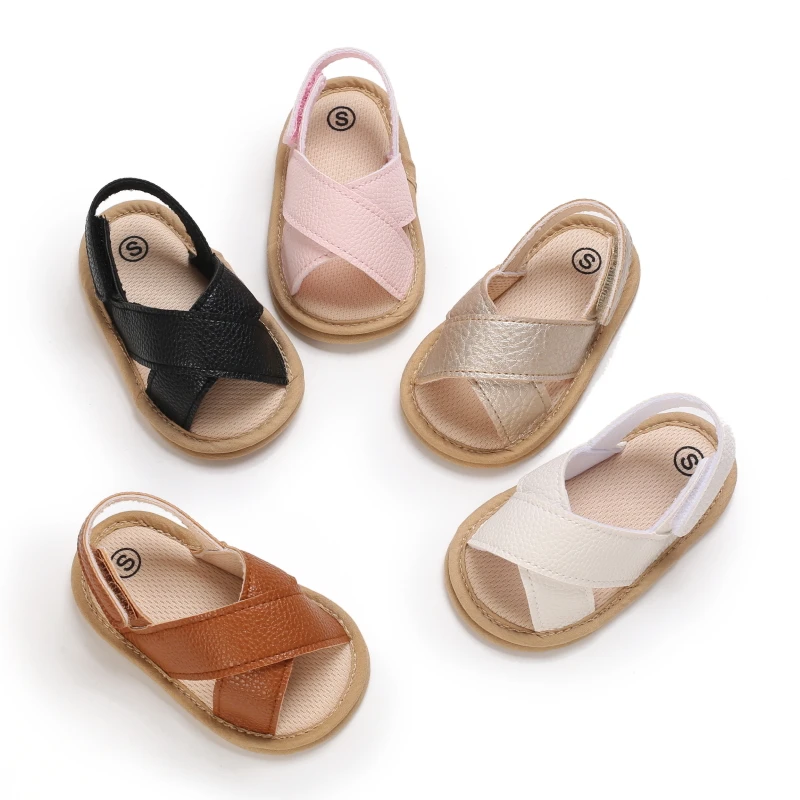 Sandalias informales lindas de Color sólido con punta abierta para bebés, niños y niñas, zapatos ligeros transpirables para caminar para primavera y verano
