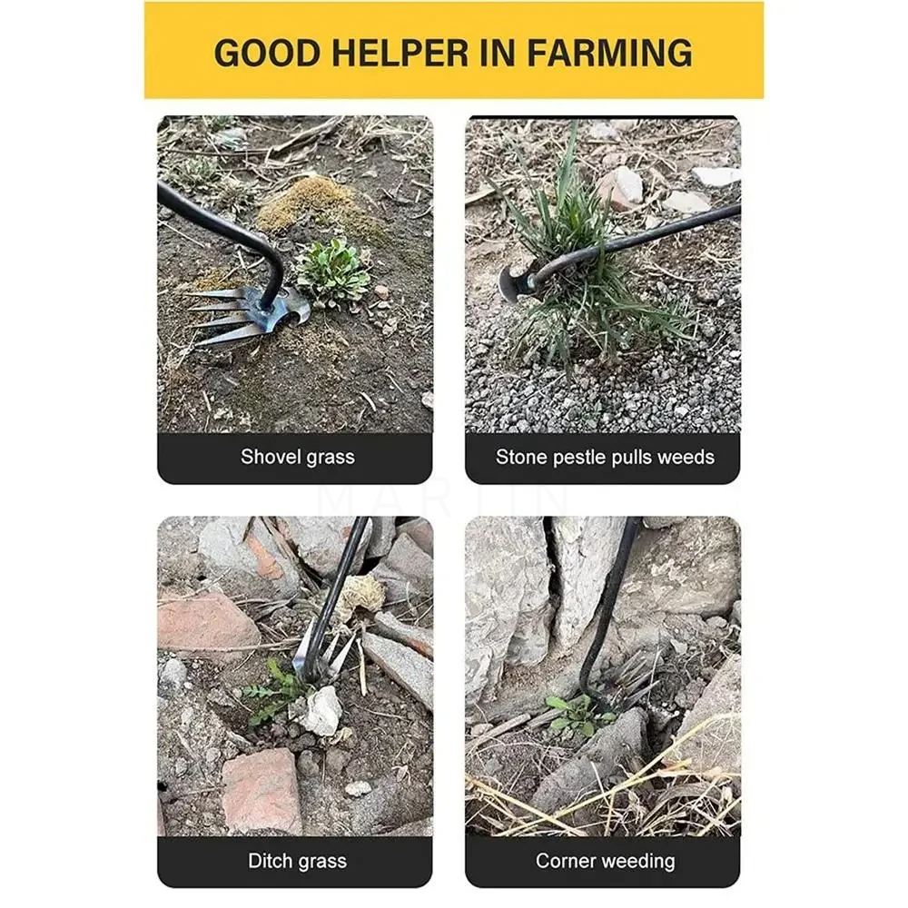 2024 Upgrade, 4 Teeth Manganese Steel Weeder Kit with Handles - Multifunctional Uprooting Weeding Artifact for Gardening