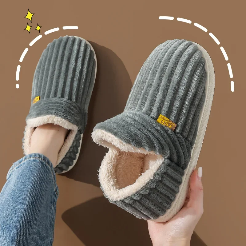 Neue Pelz pantoffeln für Frauen Männer Winter pelzige Mode warme Knöchel Plüsch gemütliche Rutschen für Zuhause Indoor weiche Sohle Baumwoll schuhe