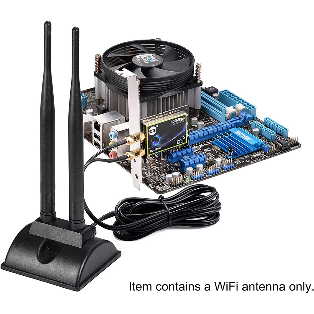 Antena dwuzakresowa 2,4 GHz 5 GHz Podwójna antena WiFi ze złączem męskim RP-SMA Podstawa magnetyczna do karty sieciowej PCI-E WiFi USB WiFi A