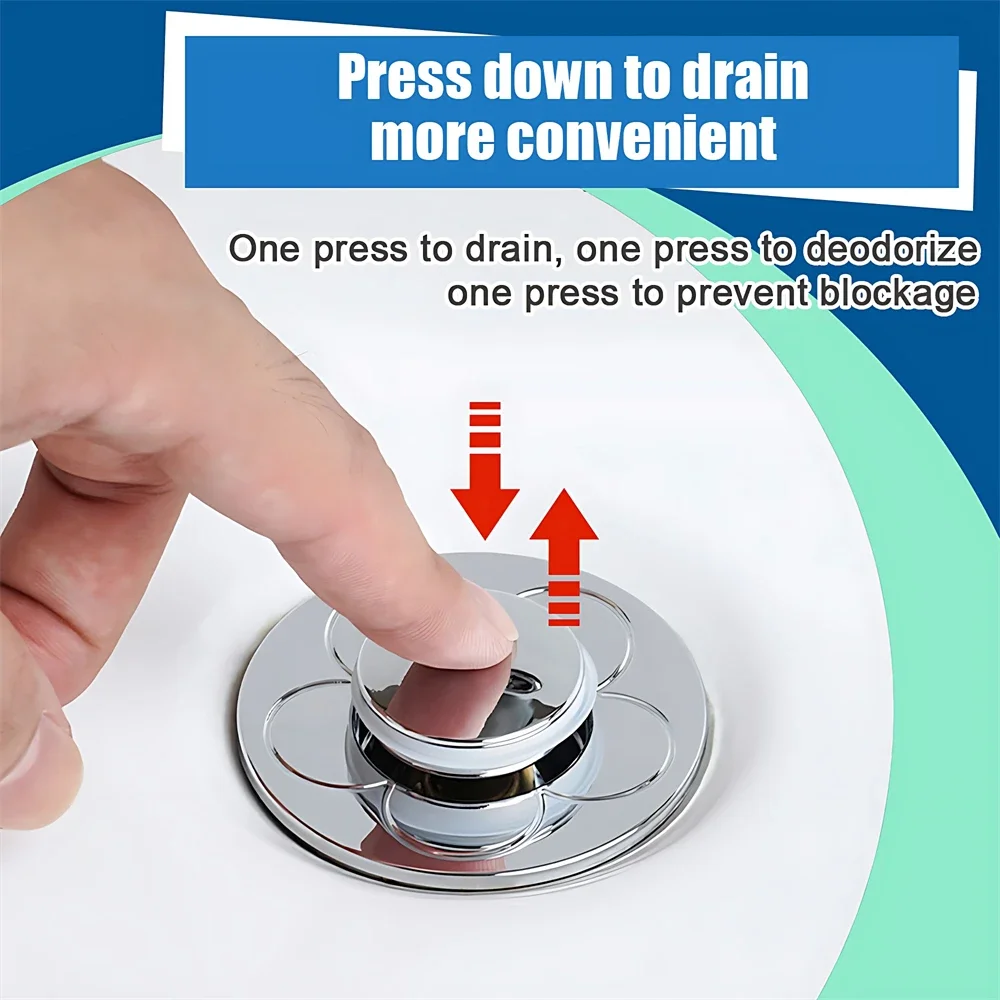 Bathroom Sink Drains Stainless Steel Pop-Up Bounce Core Basin Drain Filter Hair Catcher Shower Sink Strainer Bath Stopper Tools
