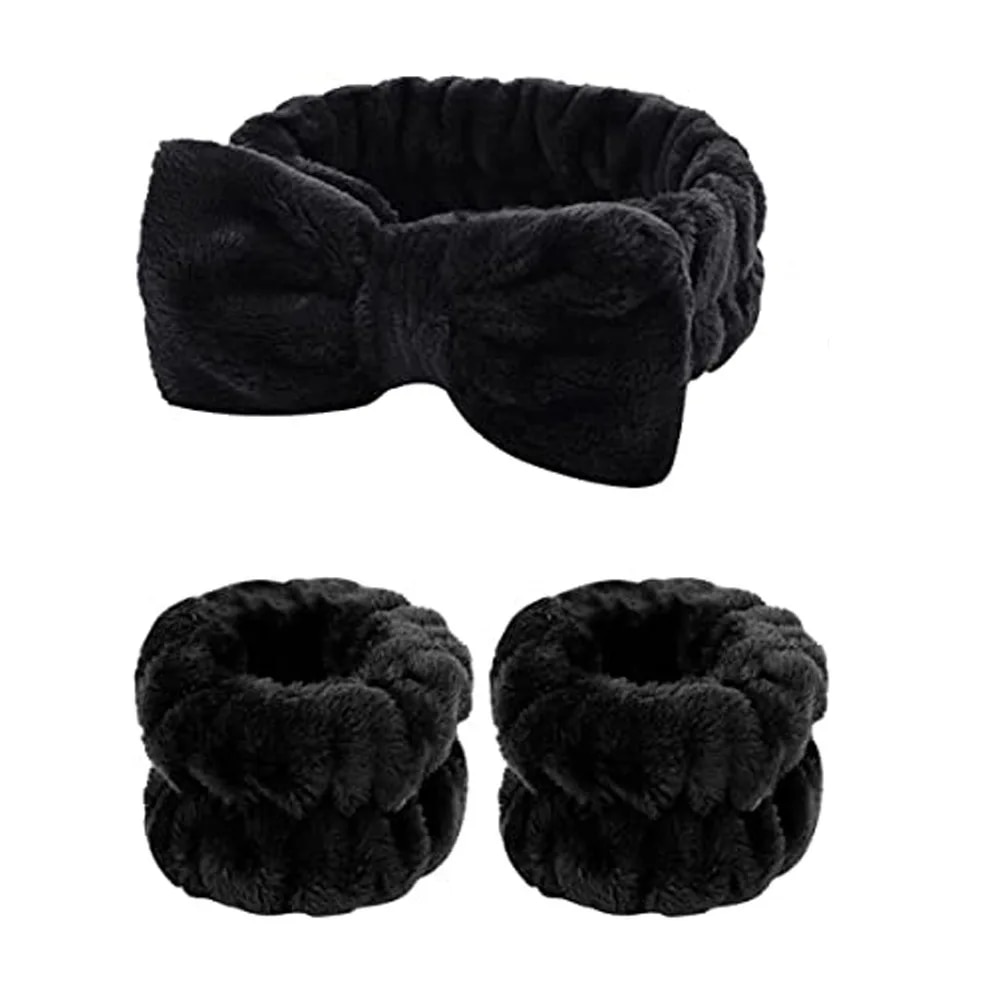 Linda pulsera de felpa, lazo para el pelo, máscara de maquillaje, funda a prueba de humedad, anillo para el pelo, auriculares para mujer