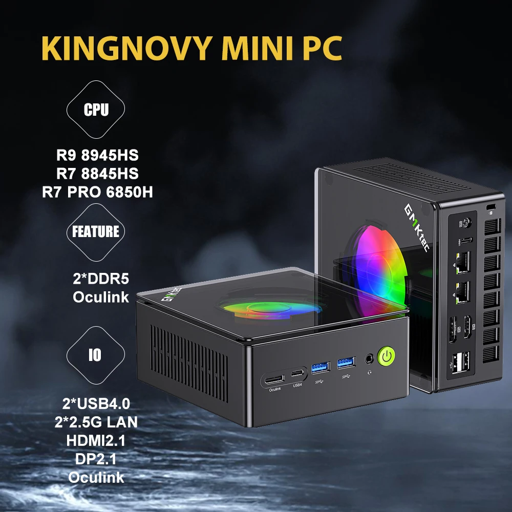 GMKtec Oculink Mini PC K11 K8 Plus M7 AMD Ryzen 9 8945HS 8845HS 6850H 2*USB4 2*DDR5 2*2.5G LAN Gaming Computer Windows 11 WiFi6