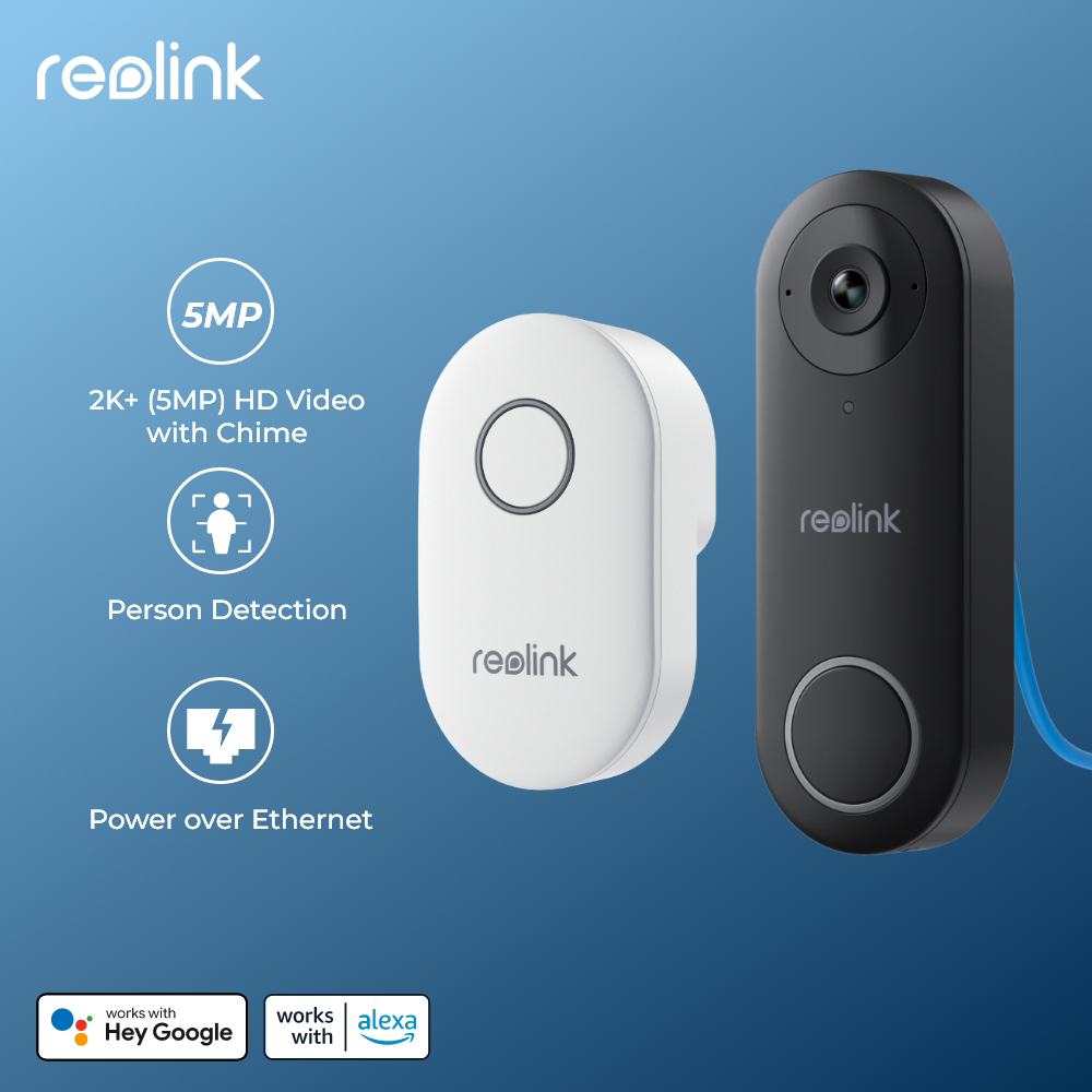 Reolink-timbre de puerta con vídeo 2K +, videoportero inteligente para el hogar, soporte de detección humana, timbre de puerta Alexa con carillón, opciones WiFi o PoE