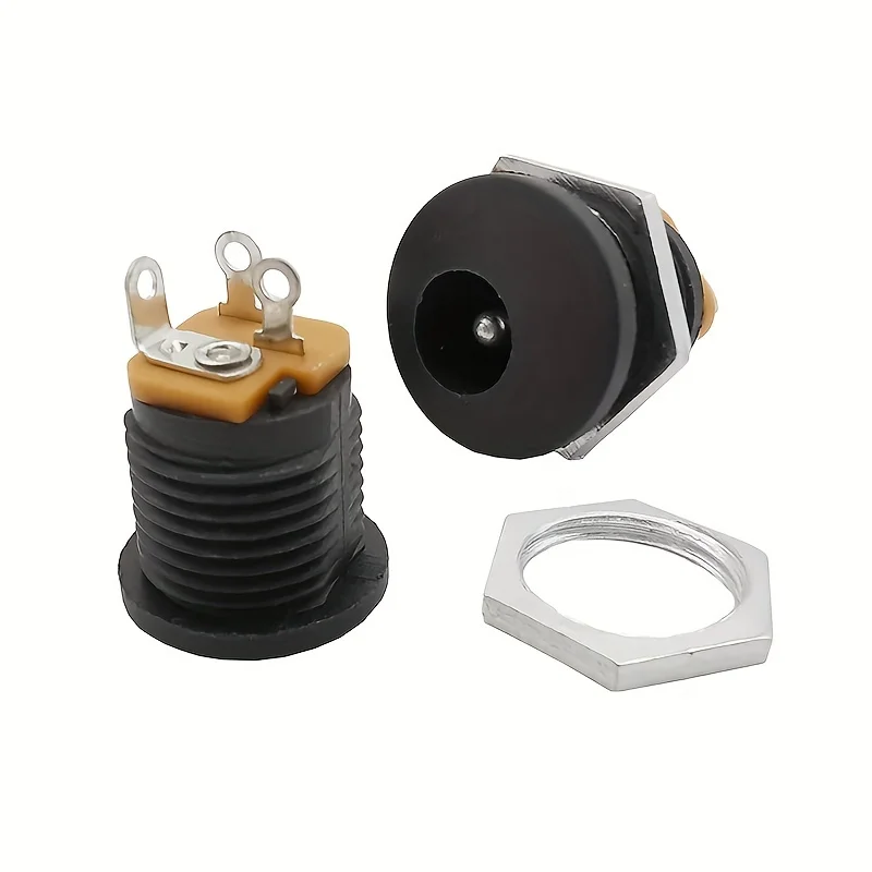 5 คู่ DC12V 5.5x2.1 มม.พลาสติกชายปลั๊ก DC Power Socket แจ็คสกรู Nut Panel Mount Connector