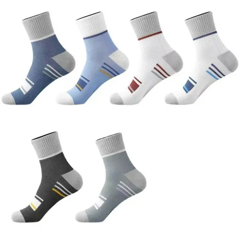 Calcetines de algodón transpirables para hombre, medias informales a rayas de primavera, calcetines de negocios antibacterianos antiolor para hombre