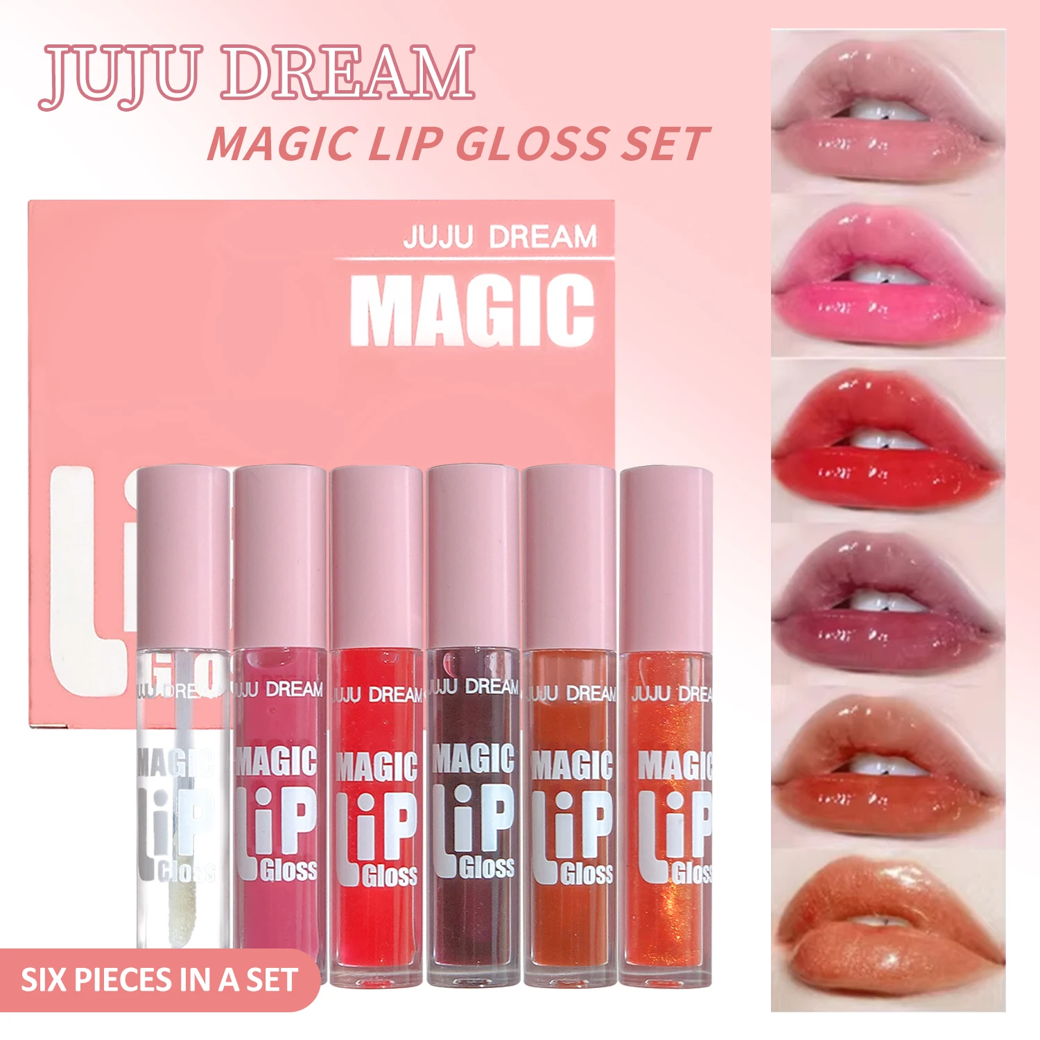 Set di lucidalabbra Fine Sparkling da 6 pezzi: set di lucidalabbra lucidi e idratanti, antiaderenti, non sbiaditi, facile da colorare, un regalo per le donne