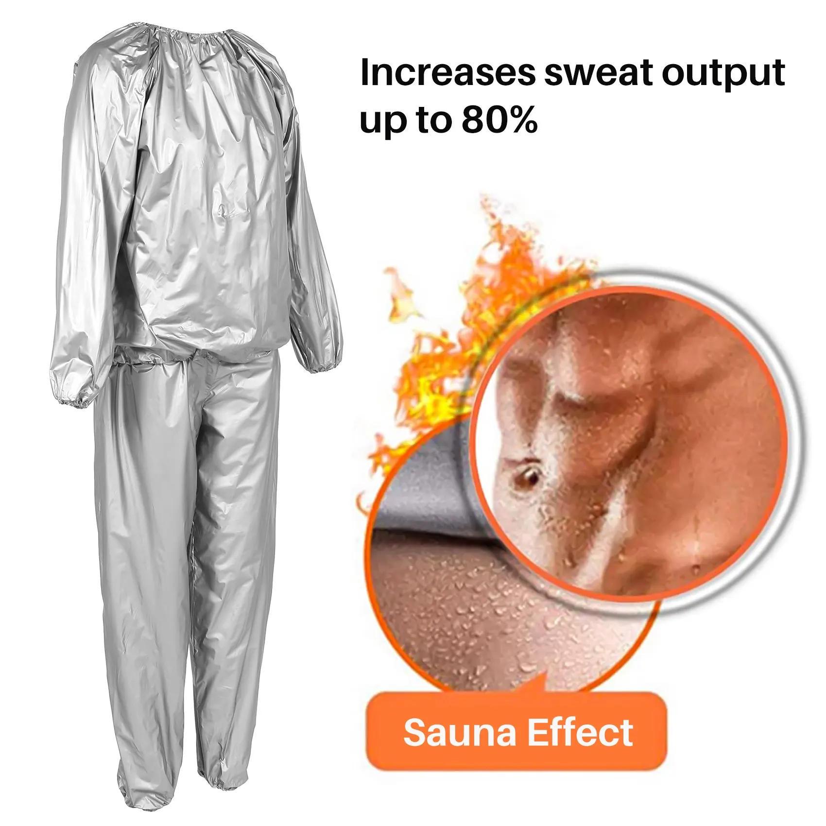 Traje de sudor de alta resistencia para pérdida de peso, ejercicio de gimnasio, antidesgarro, Plata L