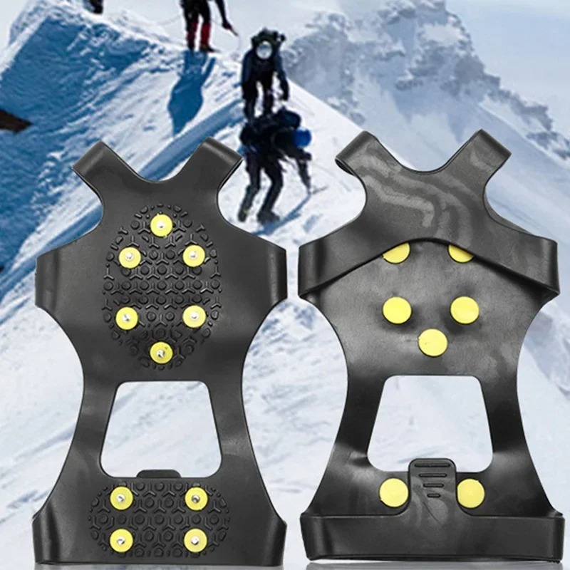 10 Studs Snow Ice Claw Anti-Skid Snow Ice Thermo Plastic Elastomer Climbing Shoes Spikes Grips Cleats Over Shoes Covers Crampons