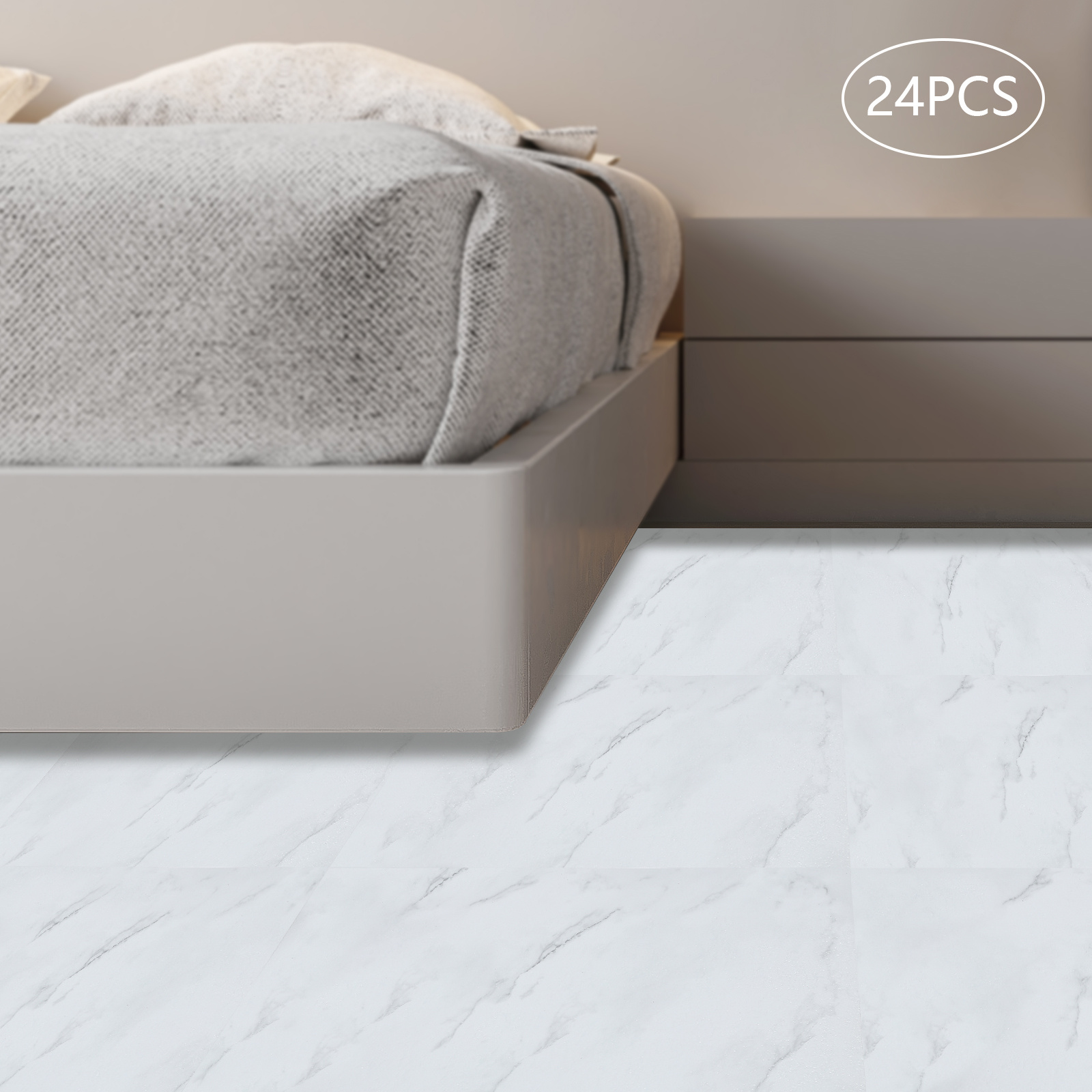 24 peças 60 cm x 30 cm piso autoadesivo de pvc-padrão de pedra branca, alta qualidade, decoração, piso