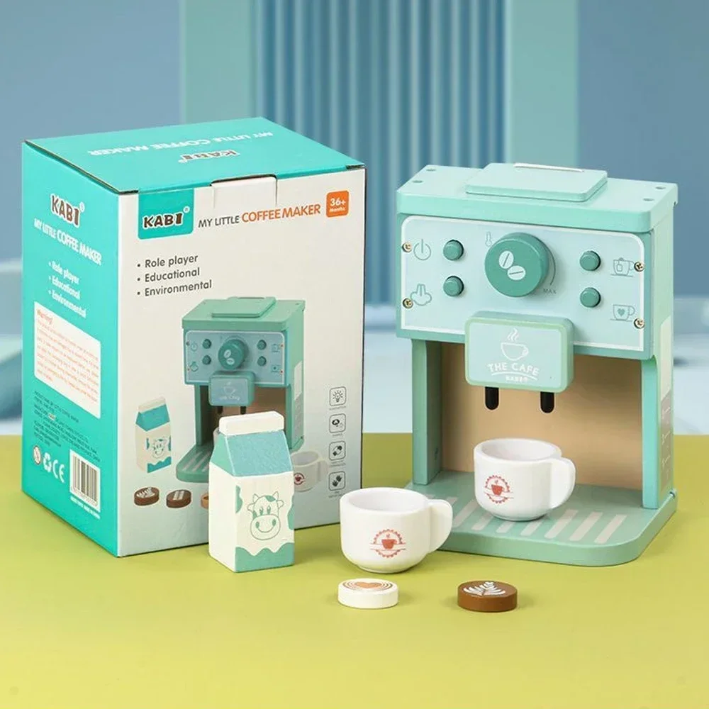 เด็กชุดของเล่นครัวไม้ชุดเครื่องชงกาแฟจําลอง Cookie Maker ชุดแกล้งทําเป็นเล่นของเล่นเพื่อการศึกษาของขวัญเด็กผู้หญิง