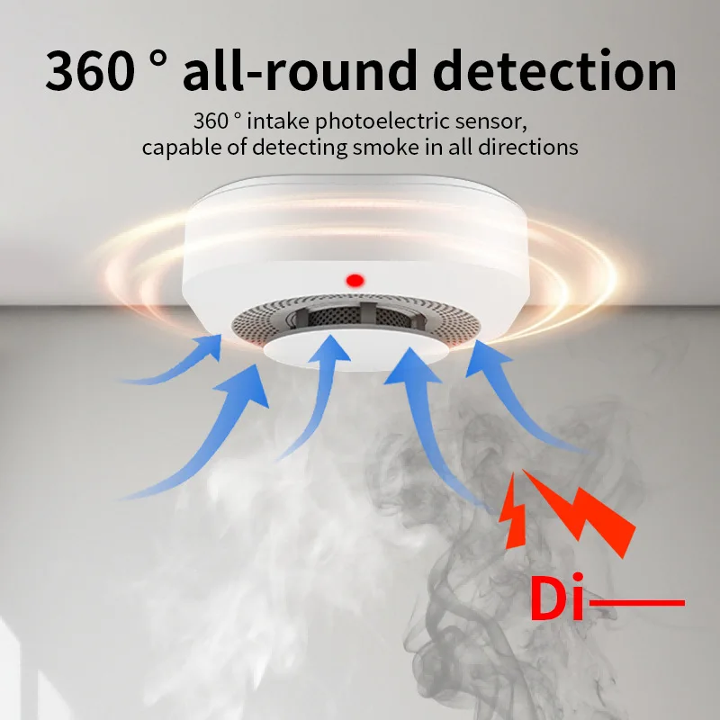 Tuya-Detector de humo estroboscópico inteligente, Wifi/Zigbee, 90DB, Sensor de alarma de incendio fuerte, Control por aplicación, alarma de humo para oficina y hogar, protección contra incendios