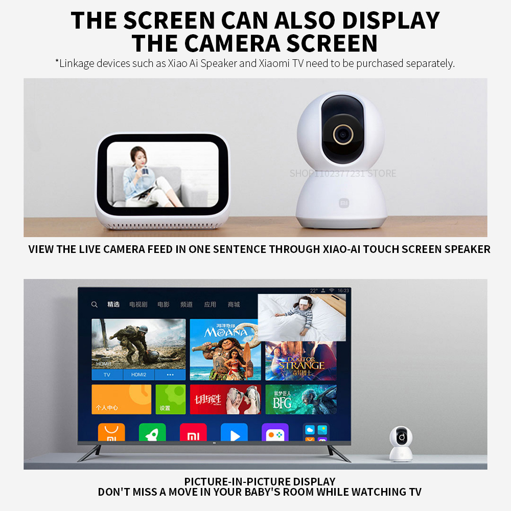 Xiaomi-cámara de seguridad inteligente Mi PTZ 2K para el hogar, Webcam de 360 °, 1296P, 3 megapíxeles, detección humana por Ia, visión nocturna, funciona con Miji