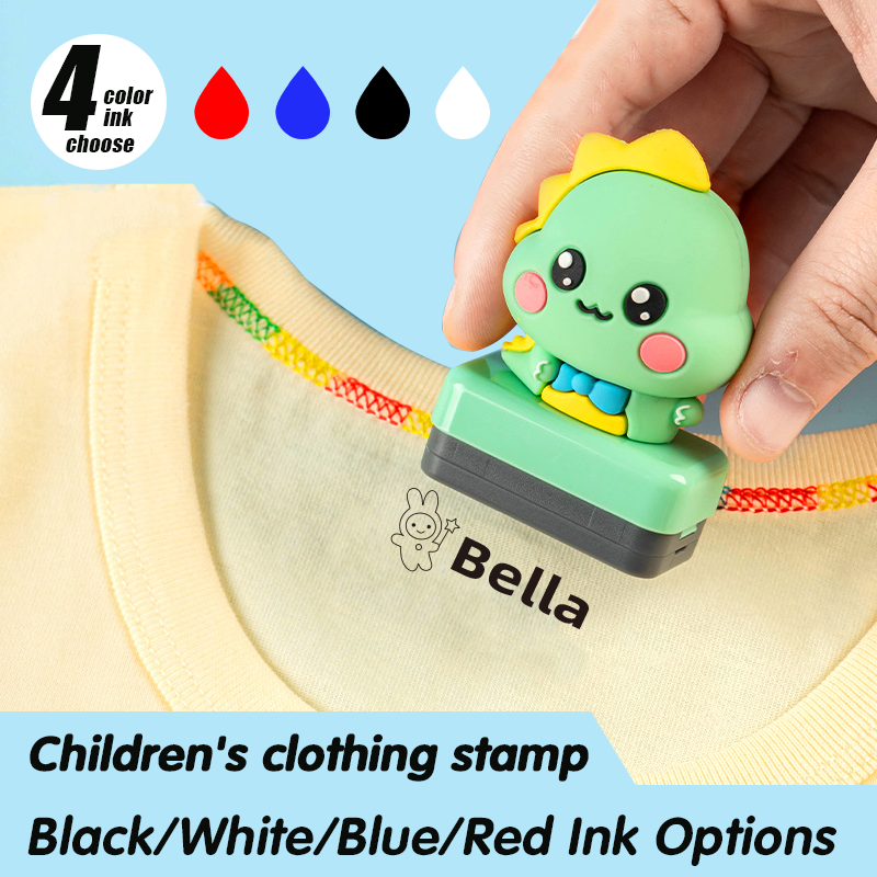 Carimbo de nome infantil personalizado, carimbo à prova d'água personalizado para roupas, selos de almofada de tinta personalizados masculinos e femininos JIN