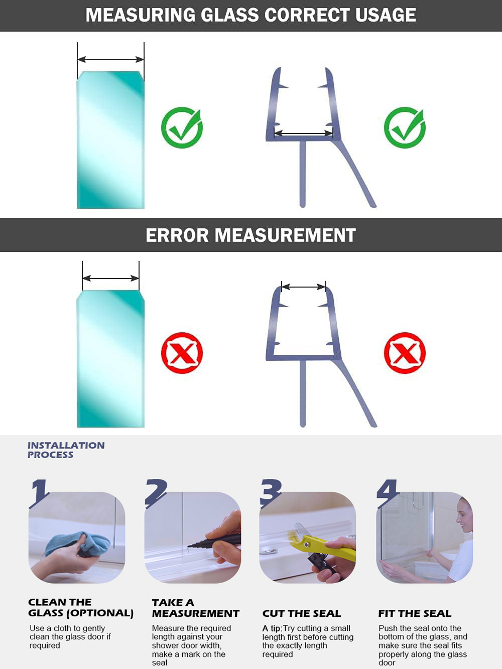 Уплотнительная лента для душевой двери, безрамное нижнее уплотнение для душевой двери из ПВХ с уплотнителем для капельного зачистки, водоблокирующие полосы