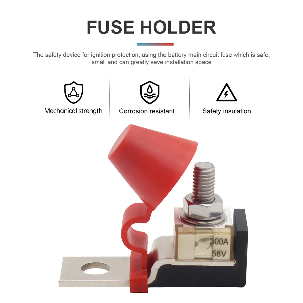 Kit de bloque de fusibles de montaje de Terminal M8, 30A-300A, 58V, fusible de anillo, soporte de Terminal de batería marina, protección de encendido para barco, camión, RV