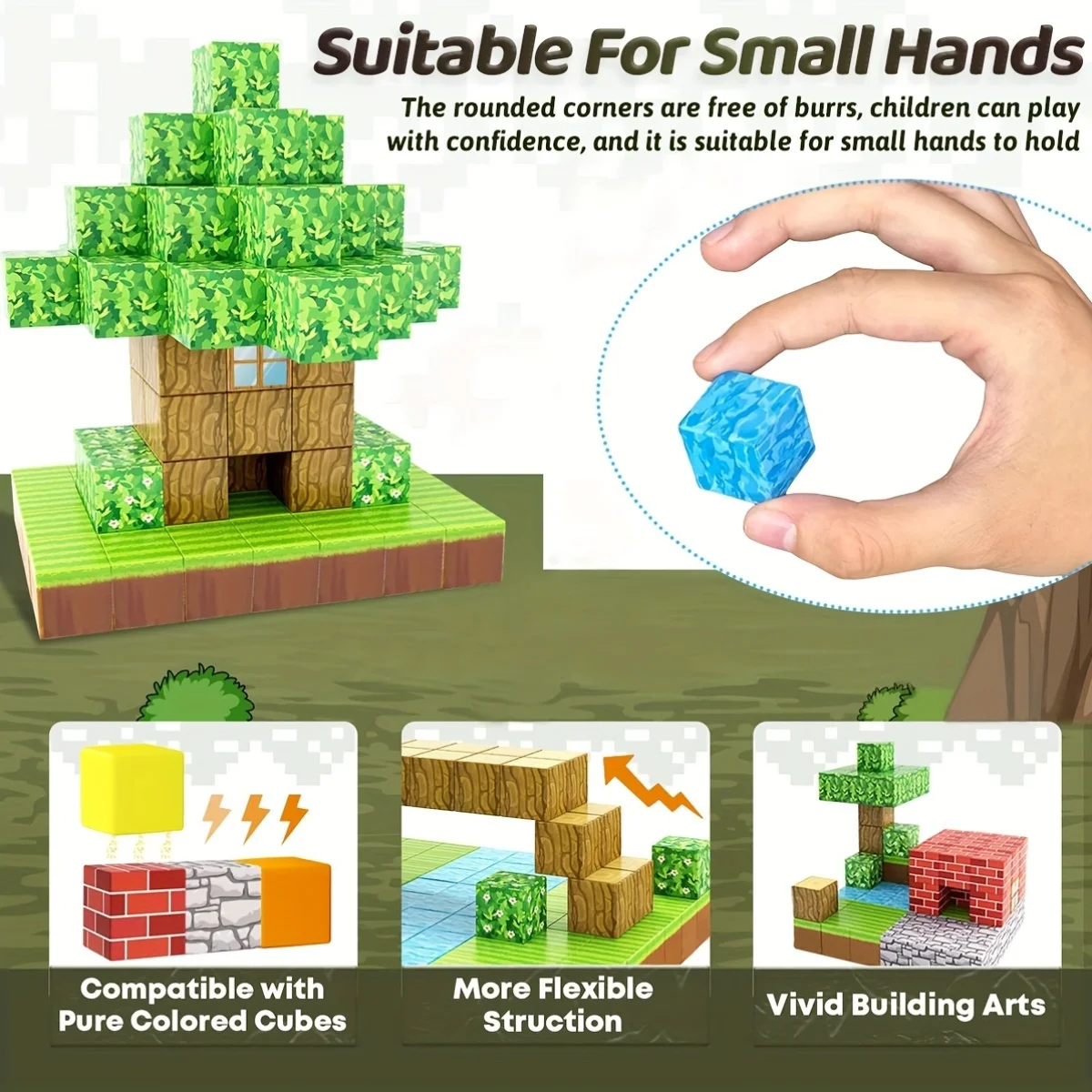 อัพเกรด Magnetic Building World Blocks ของเล่นสร้างโลกชุดสําหรับชายหญิง STEM Montessori Sensory Cubes สําหรับเด็กวัยหัดเดิน