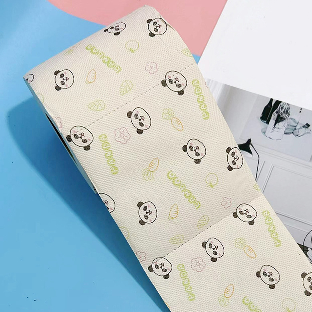 Fancy Patterned Toilet Paper Bamboo Printed Roll Towels Vivid Panda Design Soft Bathroom Tissue Rolls Home Office