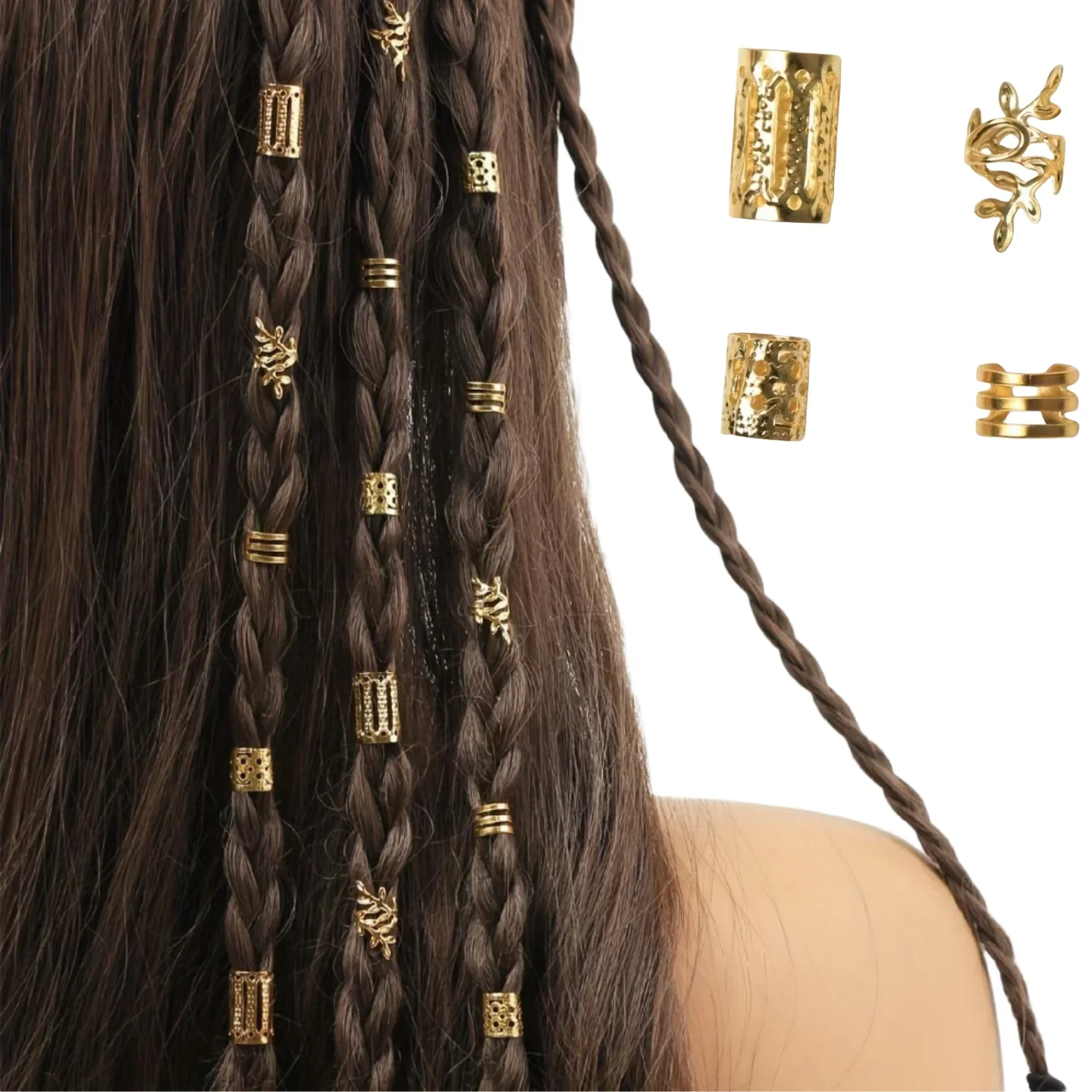 40 pçs/set feminino elegante oco anéis de cabelo conjunto com vários padrões diy acessórios para o cabelo para meninas loc jóias de cabelo para tranças