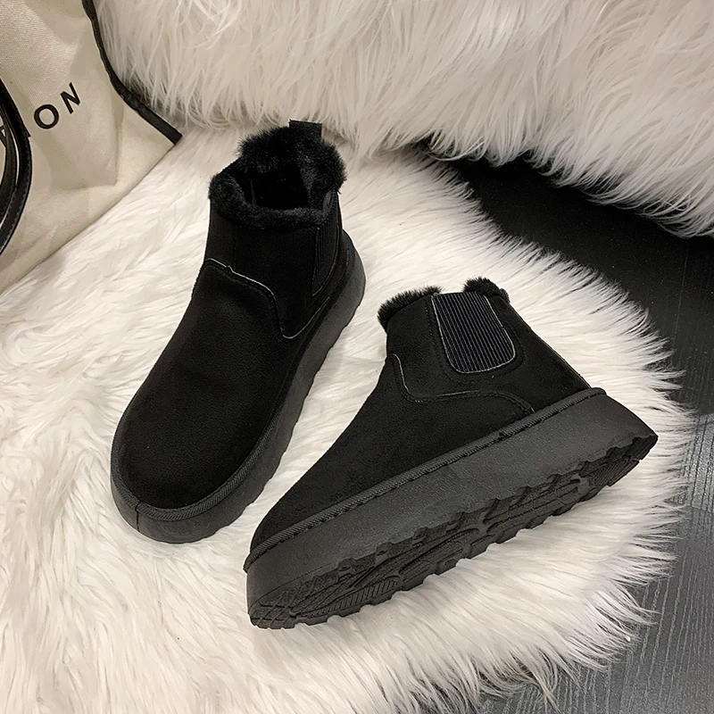 Nuevas botas de invierno para mujer, botas de nieve de alta calidad, felpa gruesa, cálidas, simples y versátiles, cómodas zapatos de algodón antideslizantes para exteriores