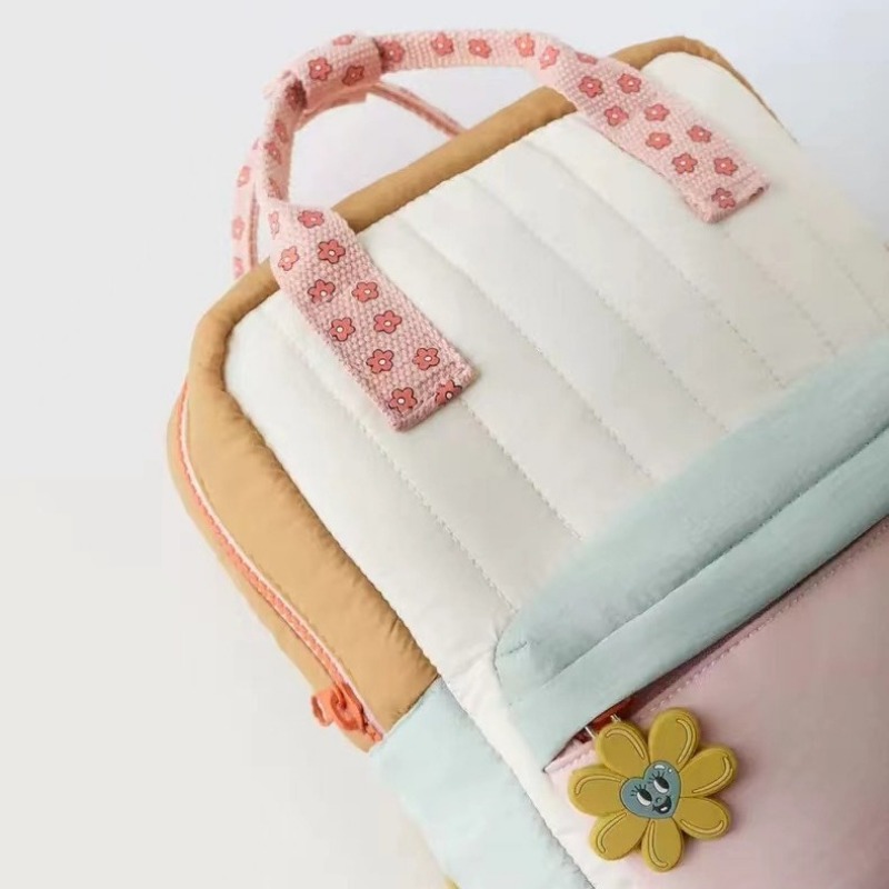 Nova mochila infantil leve para compras, pingente de girassol fofo com bolsa escolar pequena colorida