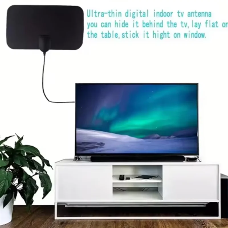 Amplificador de antena de TV Digital, ganancia alta, antena aérea de alta definición HD, aérea aérea activa interior plana para coche, RV, viaje, Smart TV