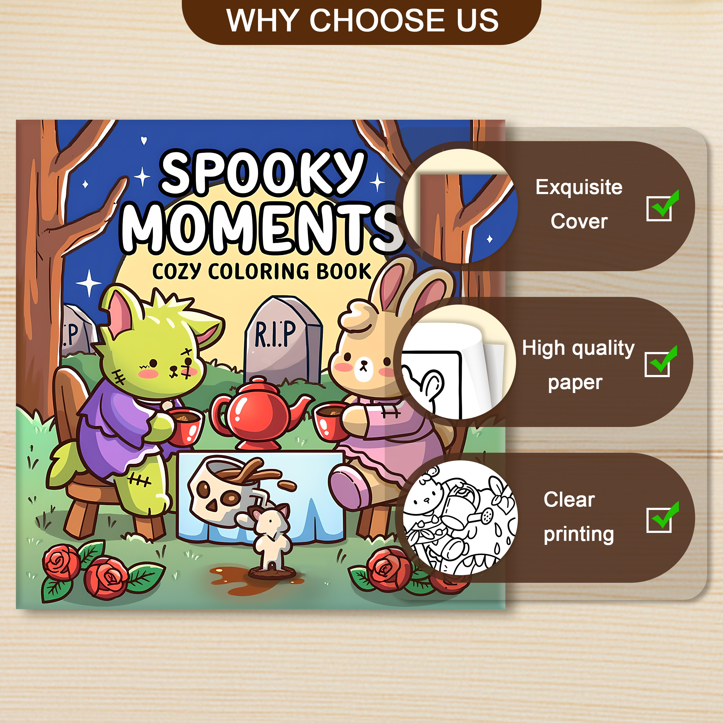 SPOOKY MOMENTS Bold-easy Patterns Coloring Book for Adults Cute Drawing Book Perfect Gift for Party and Birthday
