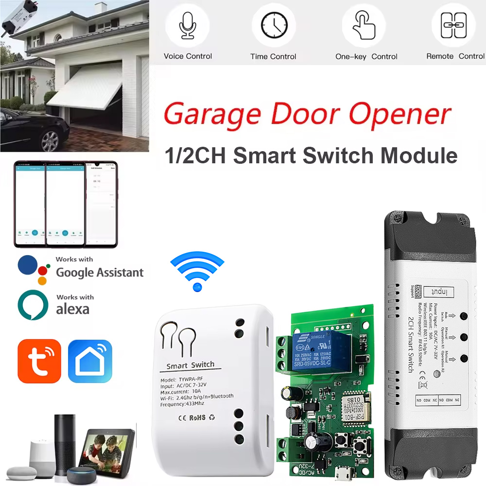 Tuya SmartLife-controlador de apertura de puerta de garaje, WIFI, interruptor inteligente, módulo de relé de encendido y apagado, Control de voz abierto, Alexa y Google Home