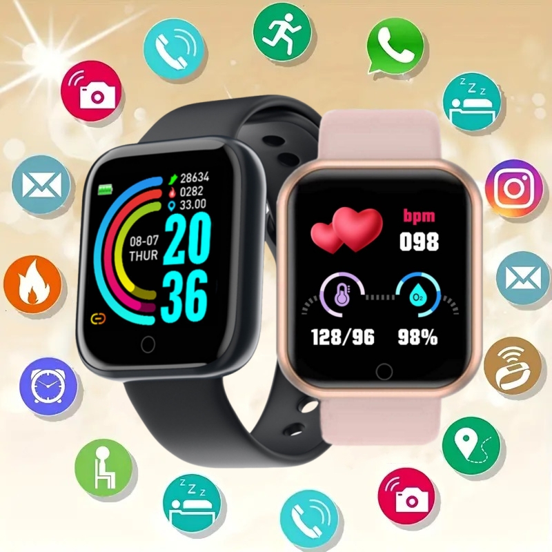 Inteligentny zegarek wiadomość przypomnienie kontrola muzyki odległość kalorii opaska monitorująca aktywność fizyczną mężczyźni Smartwatch kobiety zegarki dla dzieci zegar budzik Y68 D20