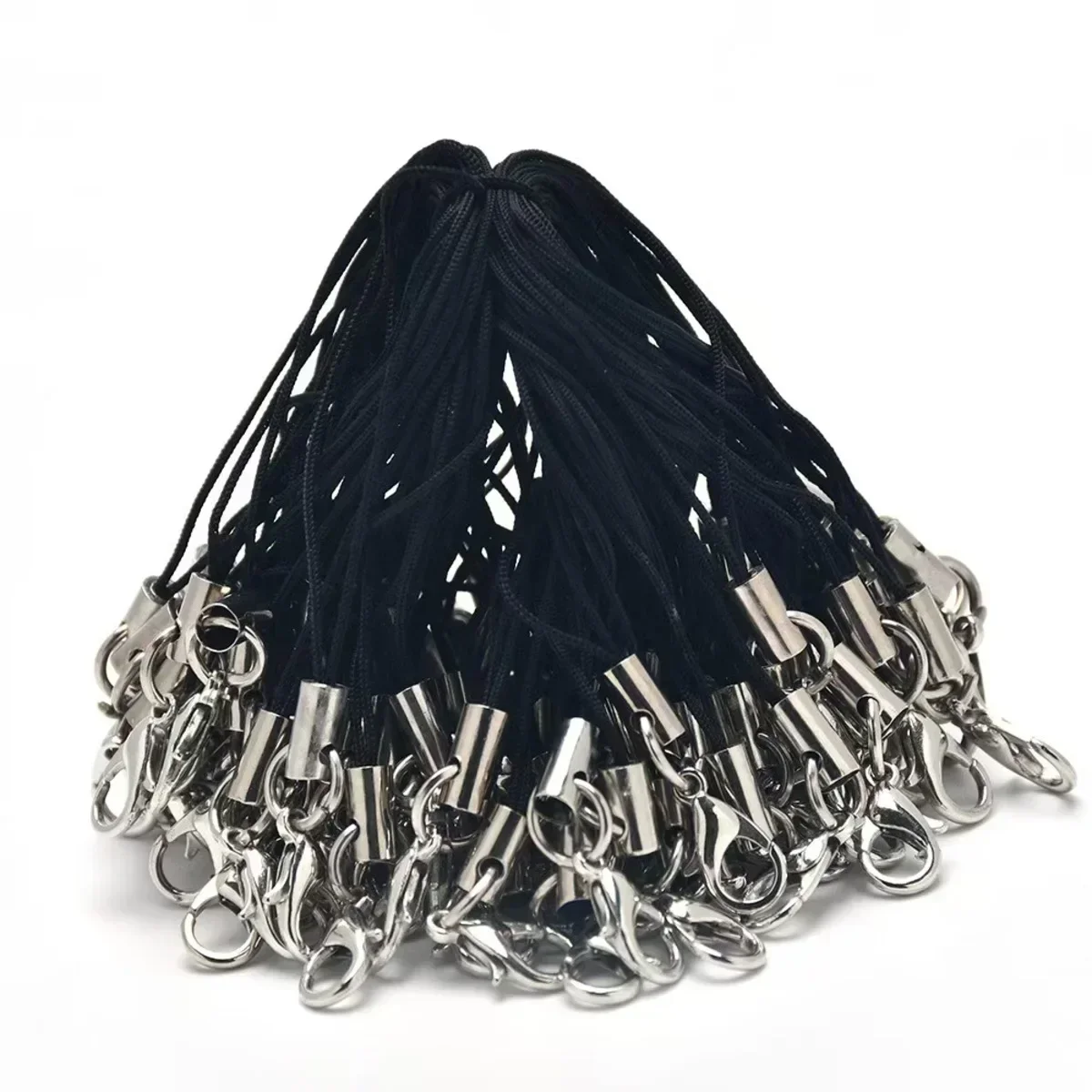 50PCS Black Nylon Strap Charms Set Durable Lanyard Cords with Lobster Clasp | Anti-Fray Adjustable Keychain Mobile Bag Straps