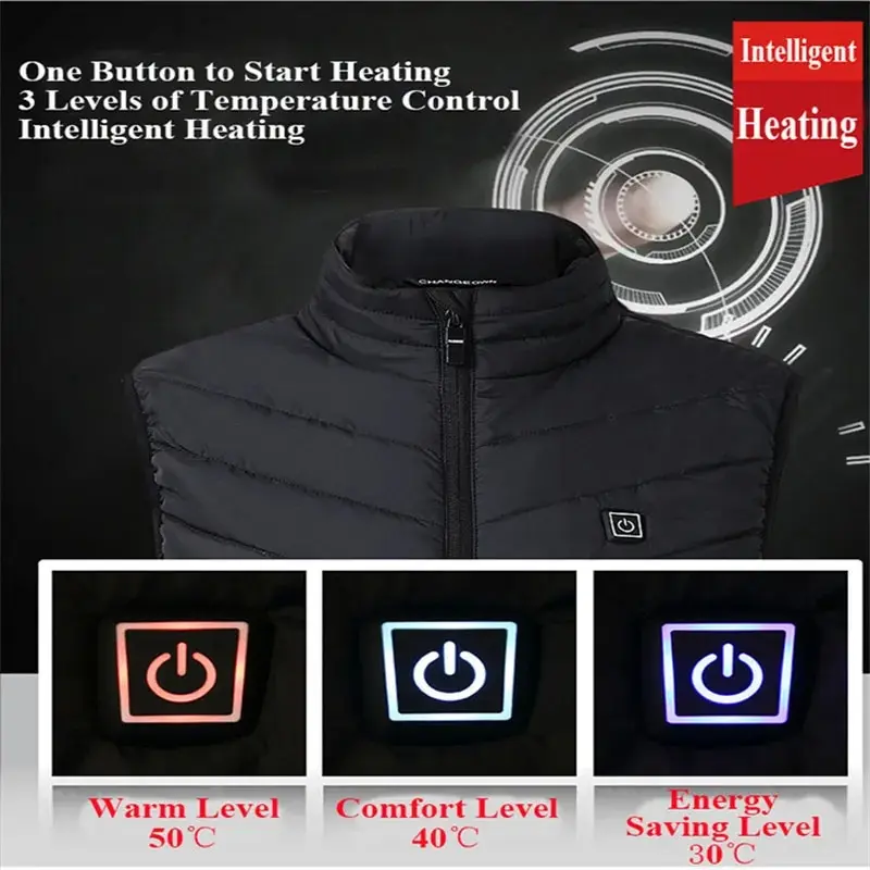9/21 Bereiche Beheizte Jacke Winter Warme Weste USB Herren Heizjacke Beheizte Weste Mantel Jagd Wandern Camping Outdoor Männliche Kleidung