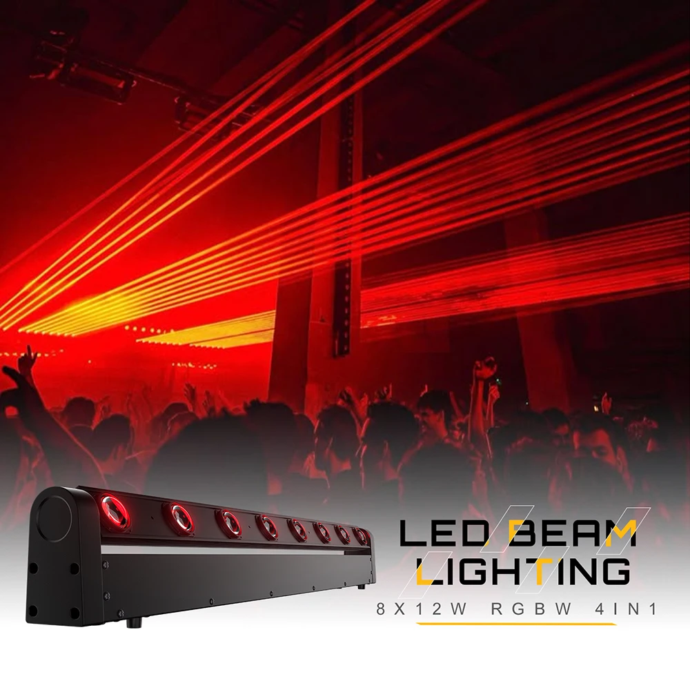 SHEHDS 8x12W RGBW Wielokolorowa LED Bar Beam Ruchoma Głowa z Futerałem Transportowym Szybka Wysyłka na Zestawy DJ-skie, do Lokalizacji, Mocne Światło Dzienne