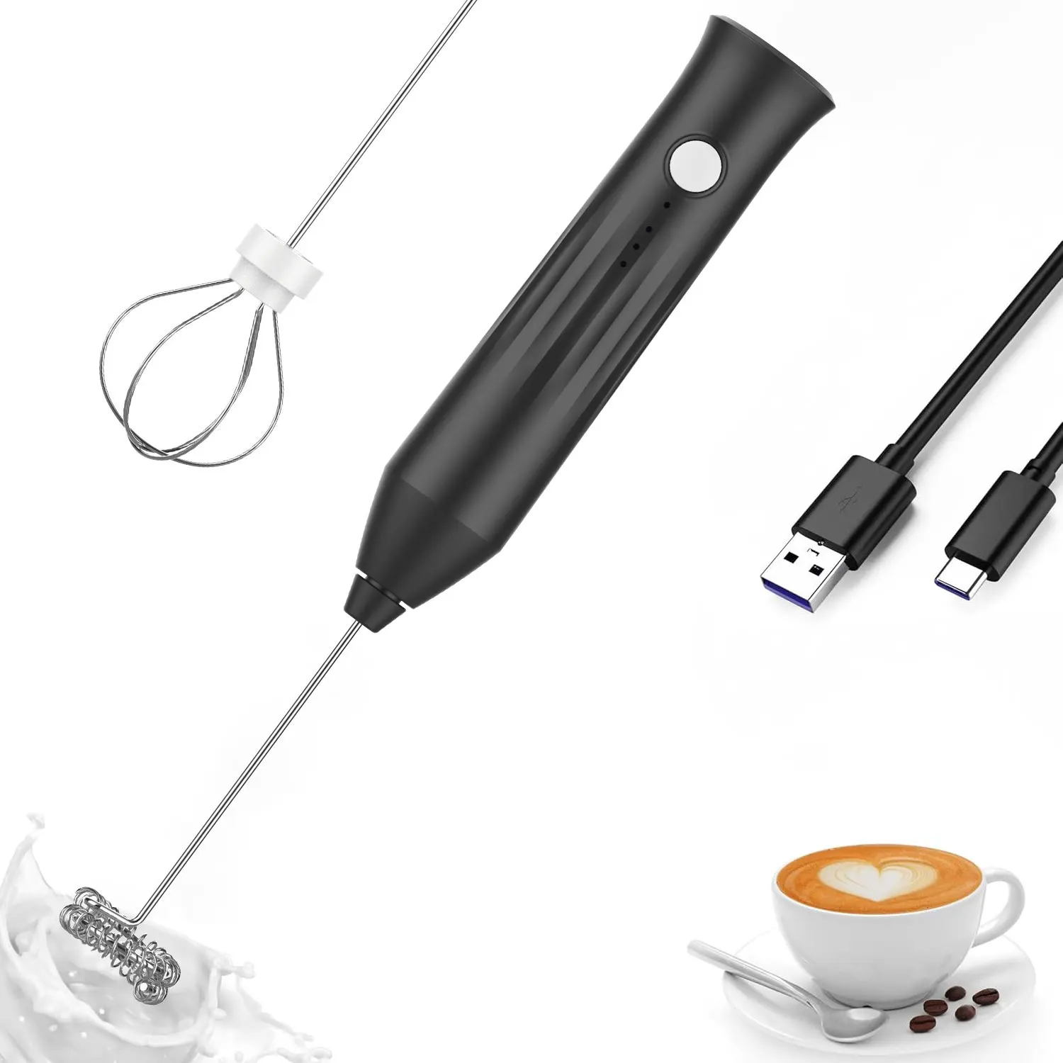MINI spieniacz do mleka USB akumulator 3 prędkości urządzenie do robienia piany trzepaczka do kawy mikser elektryczny uchwyt Blender trzepaczka do jajek