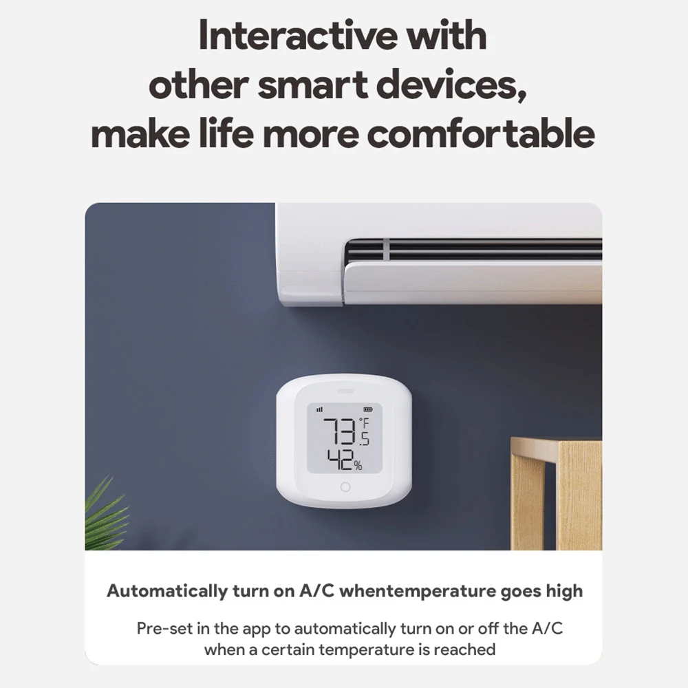 Intelligentes WiFi/Zigbee-Temperatur- und Feuchtigkeitssensor-Innenhygrometer-Thermometer mit LCD-Display, unterstützt Alexa Google Home