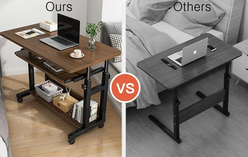 Over Bed Table  Adjustable Height Portable Bed Desk Laptop Desk Home Office Computer Workstation for Reading Eating