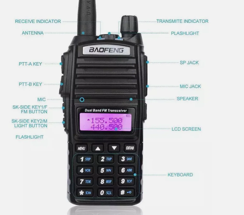 BaoFeng UV-82 8W Dual Band Two-Way Radio 136-174MHz VHF & 400-520MHz UHF (Black)
