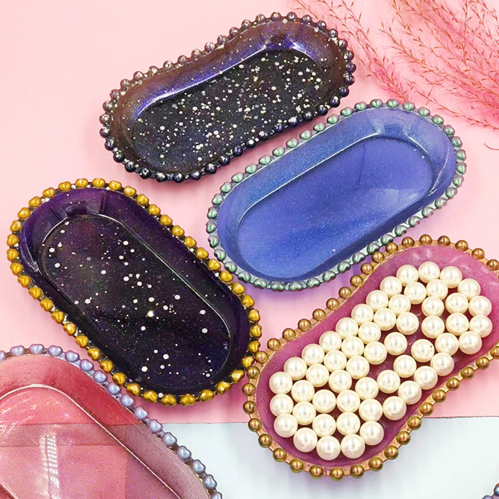 1Pcs Oval Tray Silicone Mold Hexagon Coaster Epoxy Resin Mold for DIY Jewelry Plate Storage Holder Crafts Home Decoration