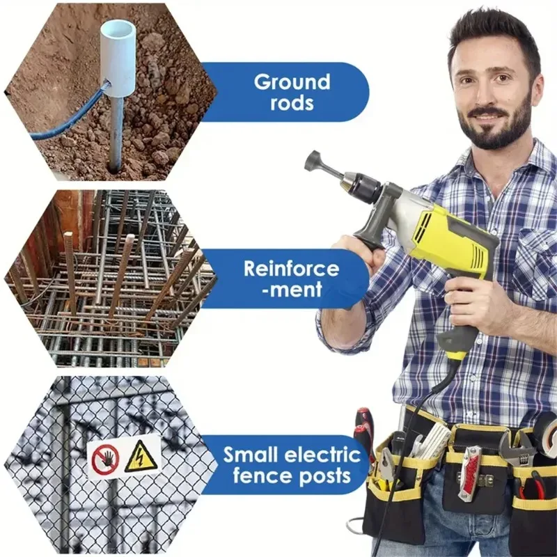 1 conjunto de driver de haste de aterramento, 85mm, aço resistente, resistente ao desgaste, ampla compatibilidade, soquete de brocas de haste de aterramento para rotar