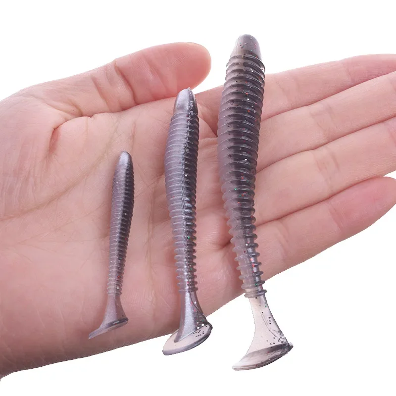 WDAIREN Con Sâu Mồi Câu Cá 5Cm 7Cm 9Cm Đôi Dẻo Silicone T Đuôi Mồi Mềm Nhân Tạo Mồi Bass jig Wobblers Swimbait Giải Quyết