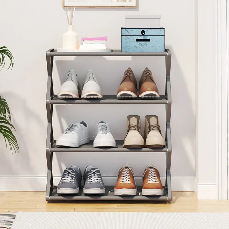 4 ชั้น Simple ชั้นวางรองเท้า Trapezoidal รองเท้า Organizer ประหยัดพื้นที่ห้องนั่งเล่นมัลติฟังก์ชั่ประกอบชั้นวางรองเท้า Home Supplies