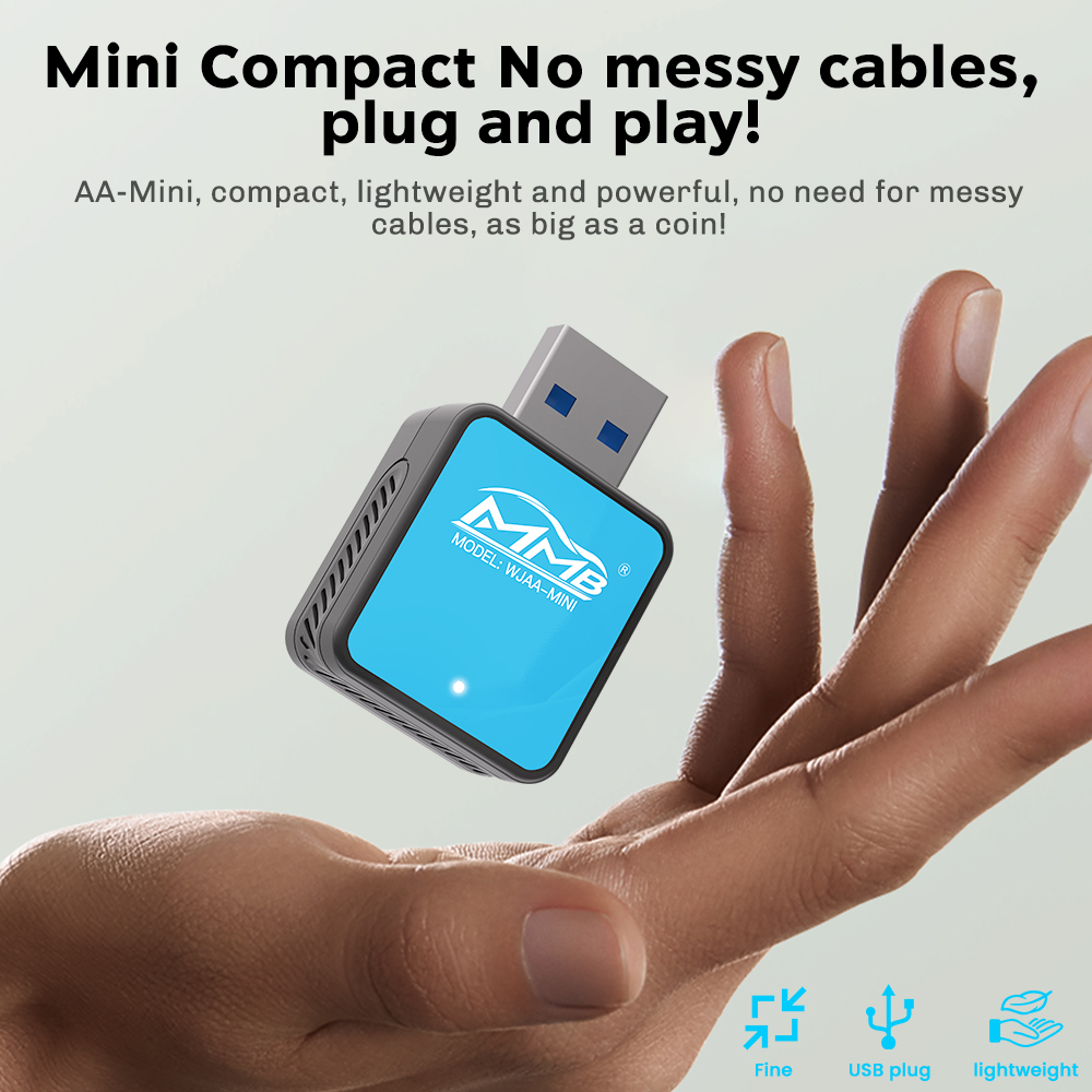 2025 MMB Mini Wireless Android Auto Adapter Auto Ai Box Waze&Spotify For Volkswagen Audi Ford Mazda Toyota WiFi 5G Auto-Connect